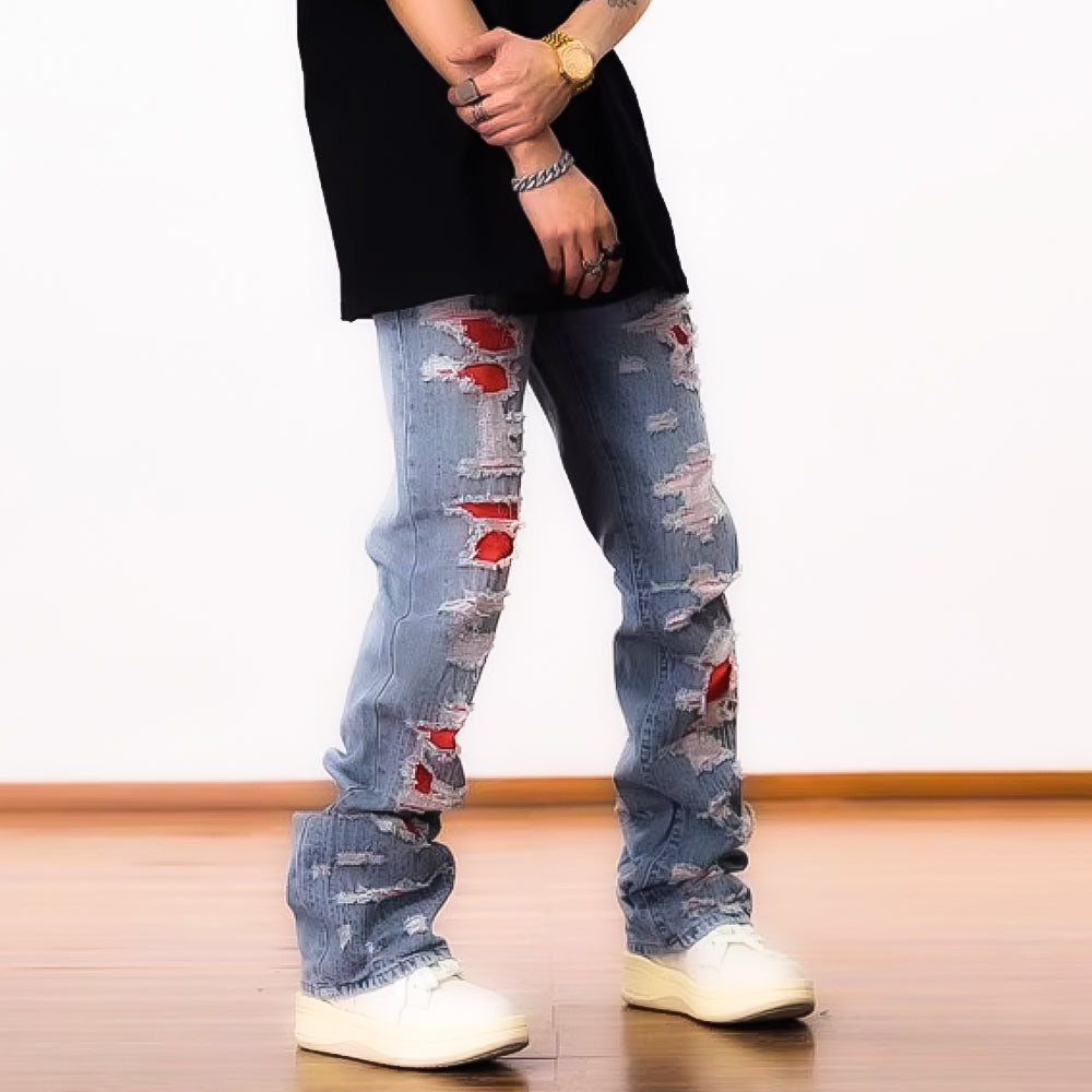 American Street Red Ripped Jeans