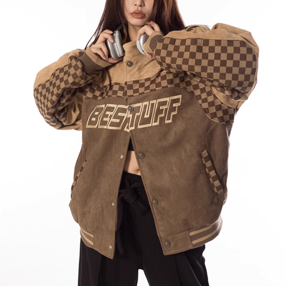 Retro Suede Embroidered Racing Jacket