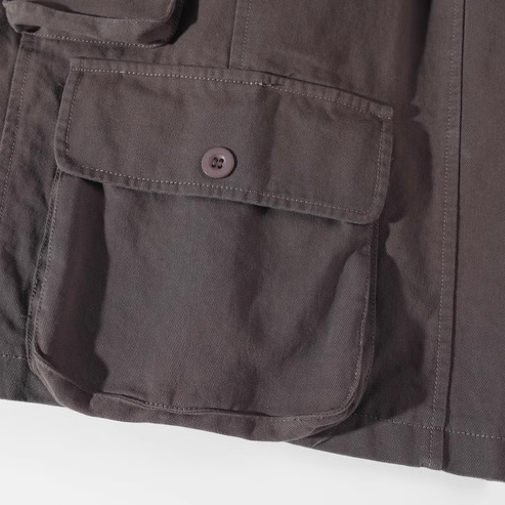 Solid Multi-Pocket Cargo Shorts