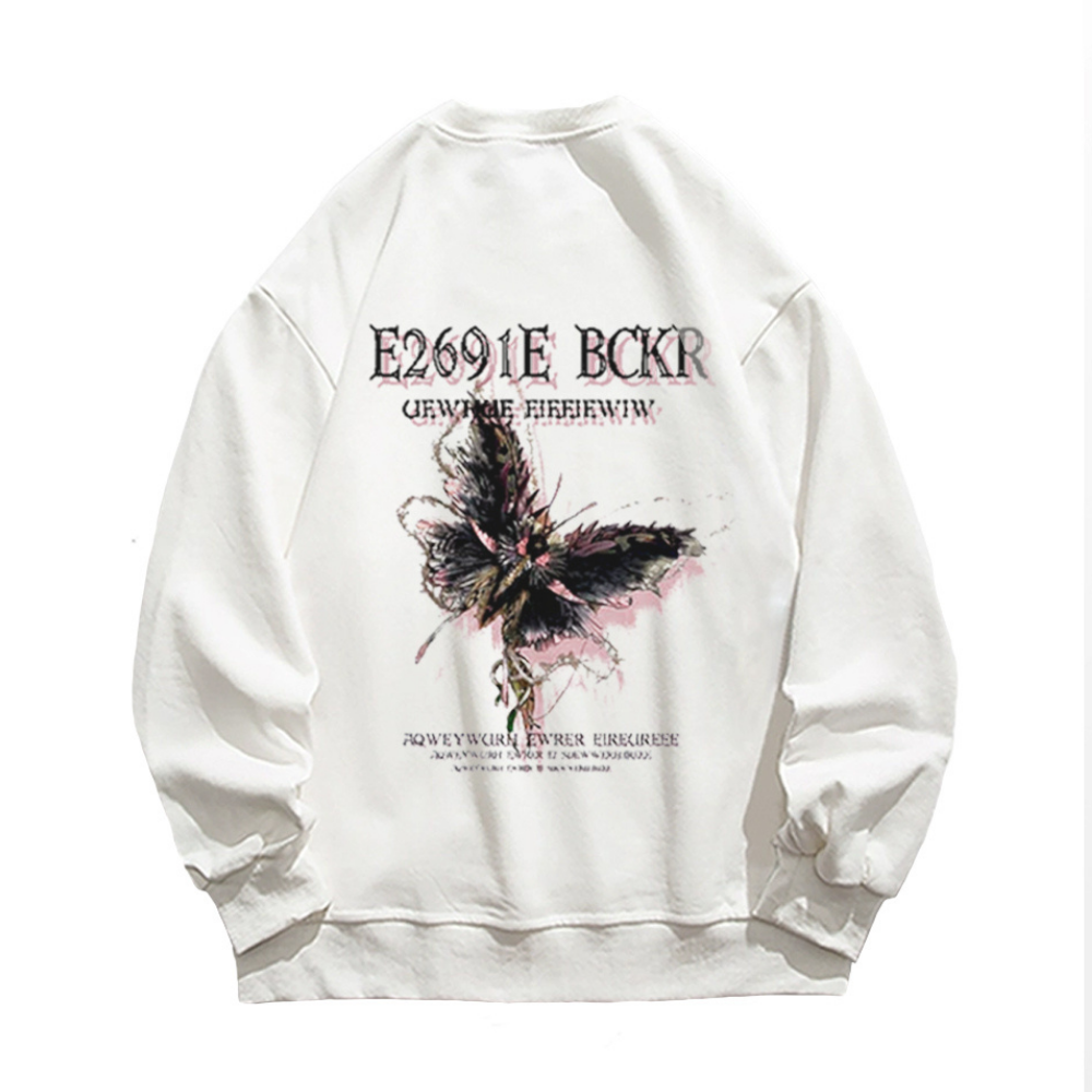 Dark Butterfly Print Sweatshirt