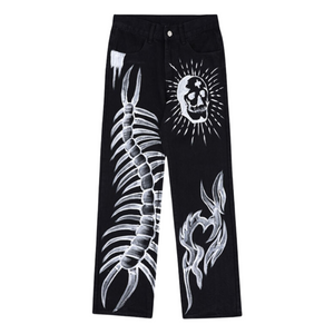 Hip Hop Graffiti Skeleton Jeans