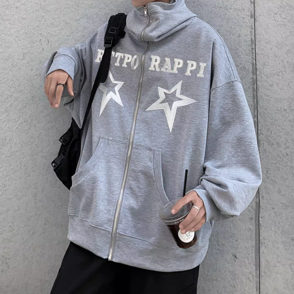 Loose Solid Color Stars Hoodie