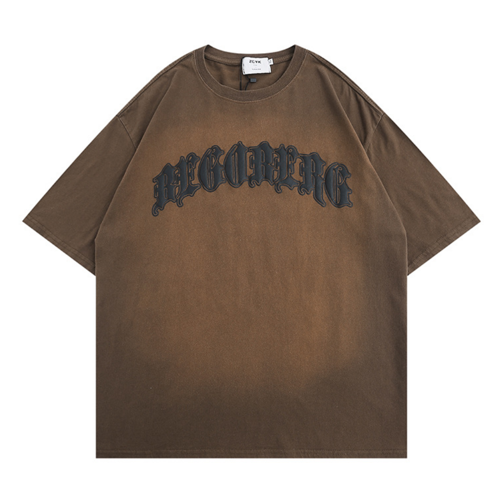 Retro 3D Gothic Lettering Washed T-shirt