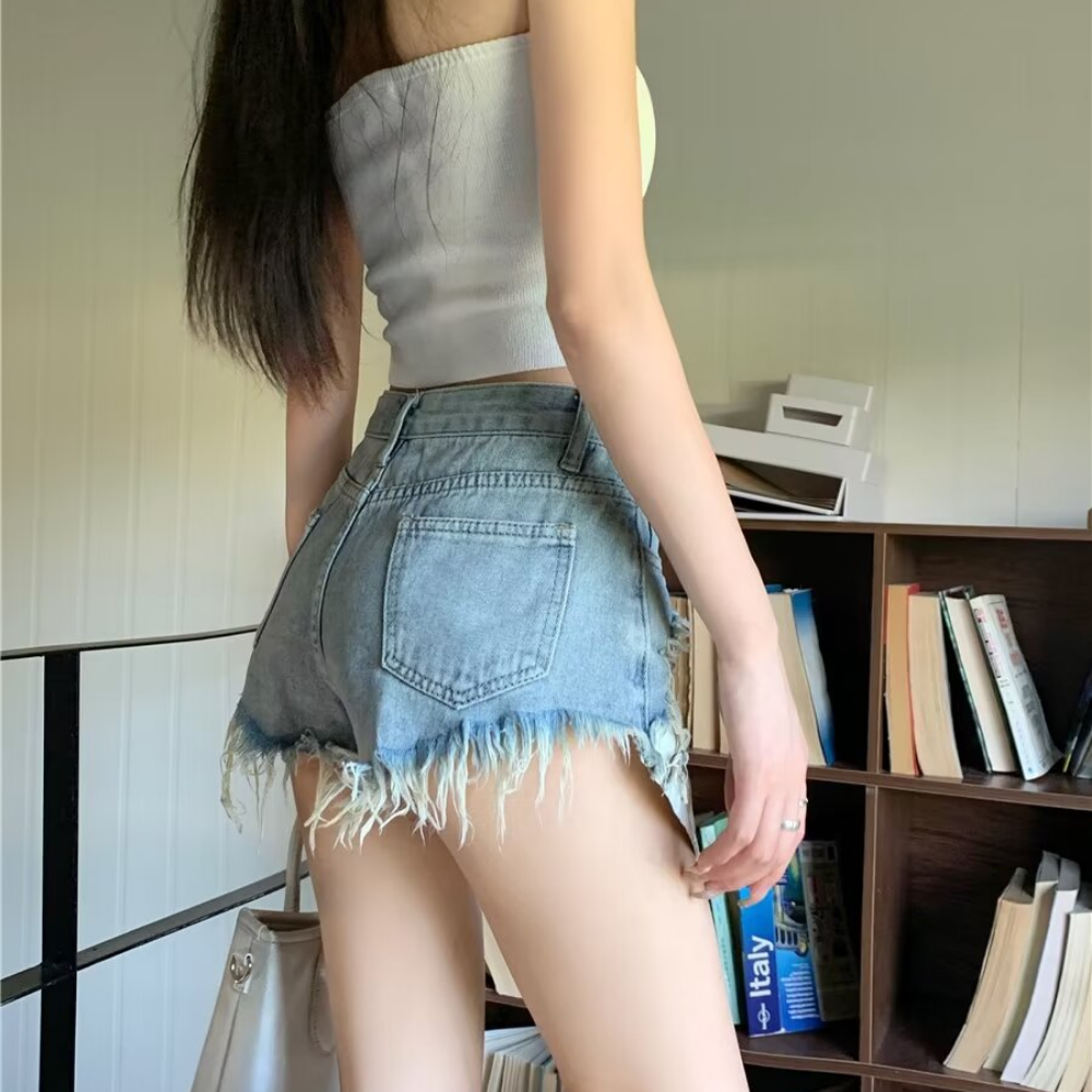 Women's Irregular Ripped Shorts