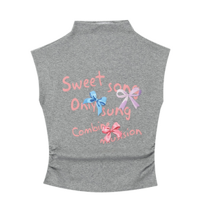 Women's Sweet Bow Half Turtle Neck T-Shirt