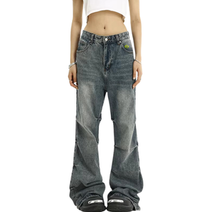 DF|Washed Pleated Bootcut Jeans