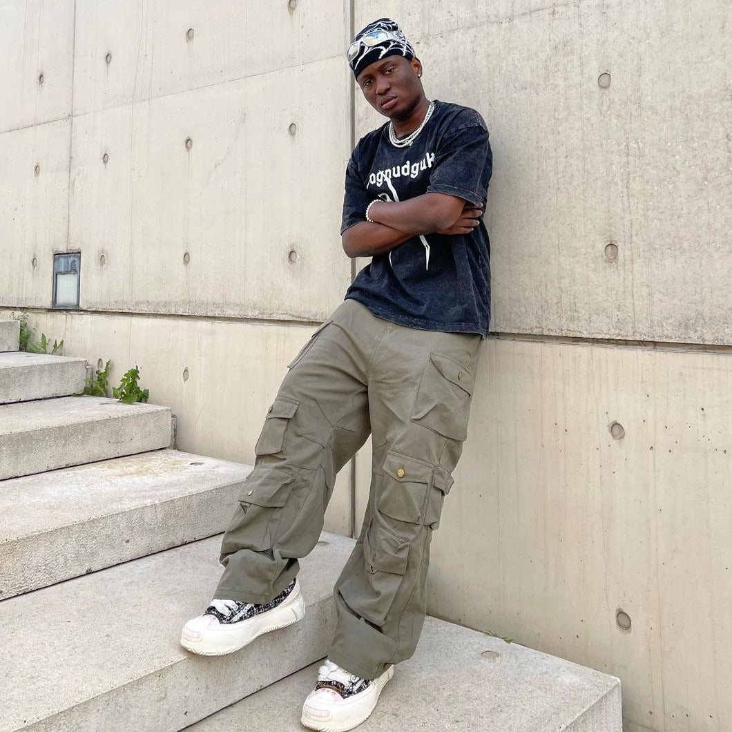 🔥American Street Multi Pocket Baggy Cargo Pants