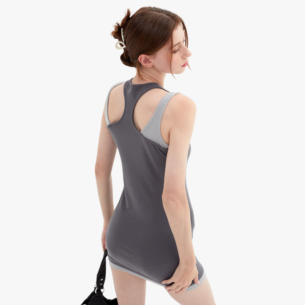 Women's Street Fake Two-Piece Slim Dress