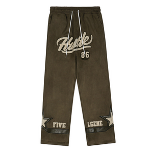 Letter flocking PU stitching Sweatpants