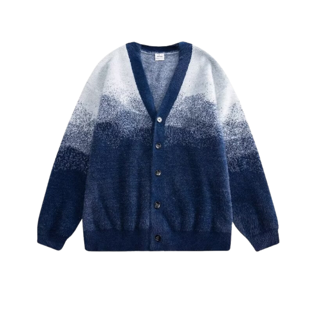 Retro Gradient Plush Knitted Cardigan