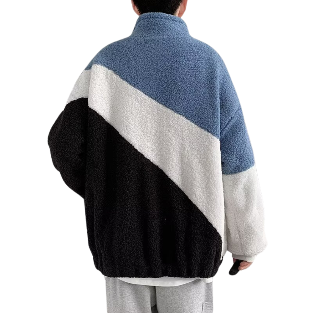 OOC' Retro Three-color Patchwork Sherpa Coat