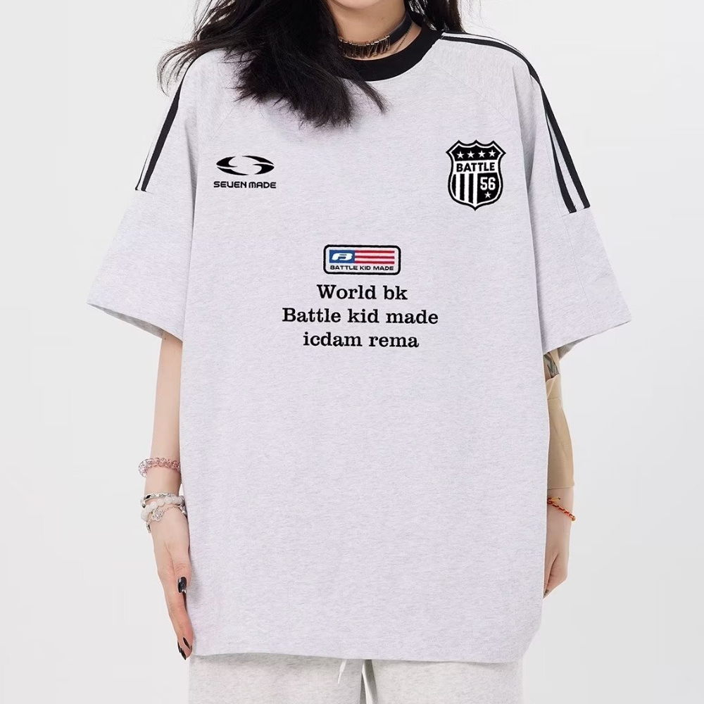 American Striped Embroidered Logo T-shirt
