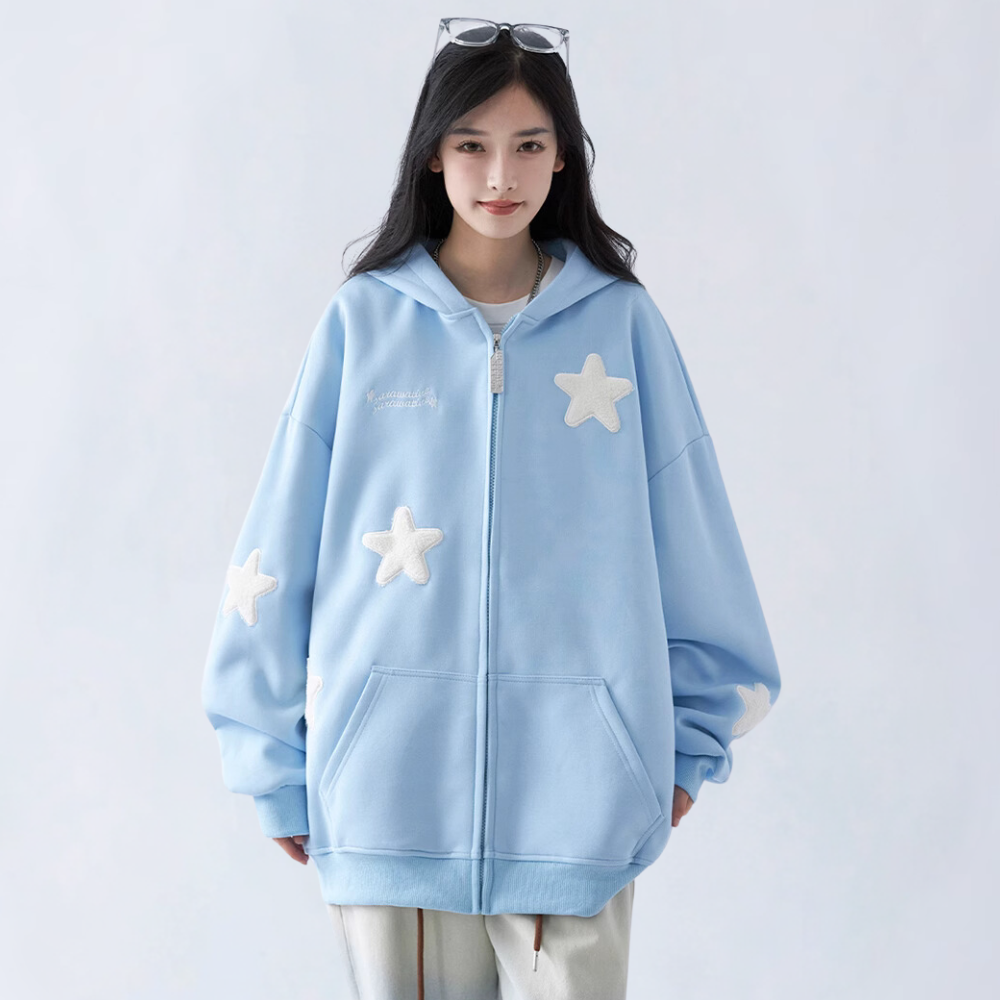 Solid Color 3D Stars Hoodie