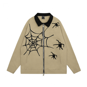 Harajuku Spider Embroidered Zipper Jacket