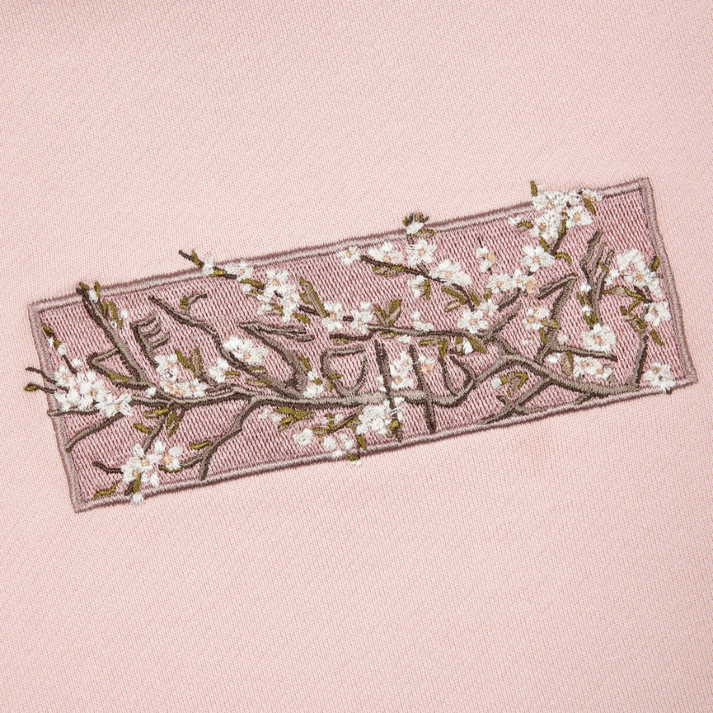 Evokyn Embroidered Cherry Blossom Patch Pink Hoodie