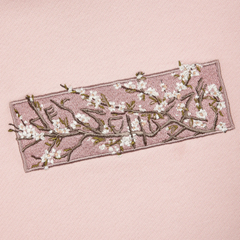 Evokyn Embroidered Cherry Blossom Patch Pink Hoodie Details
