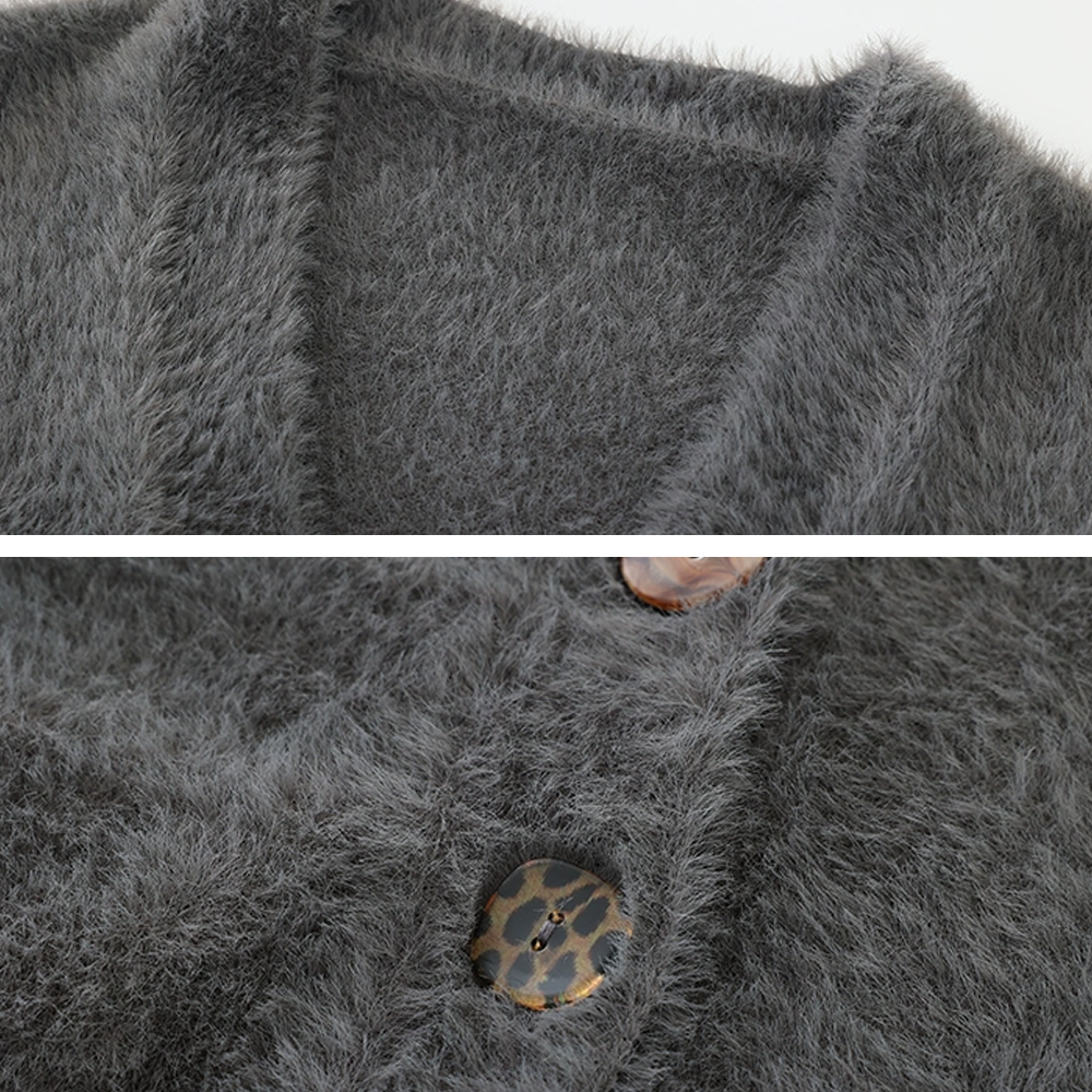 Lazy Style Solid Color Seahorse Hair Cardigan Sweater