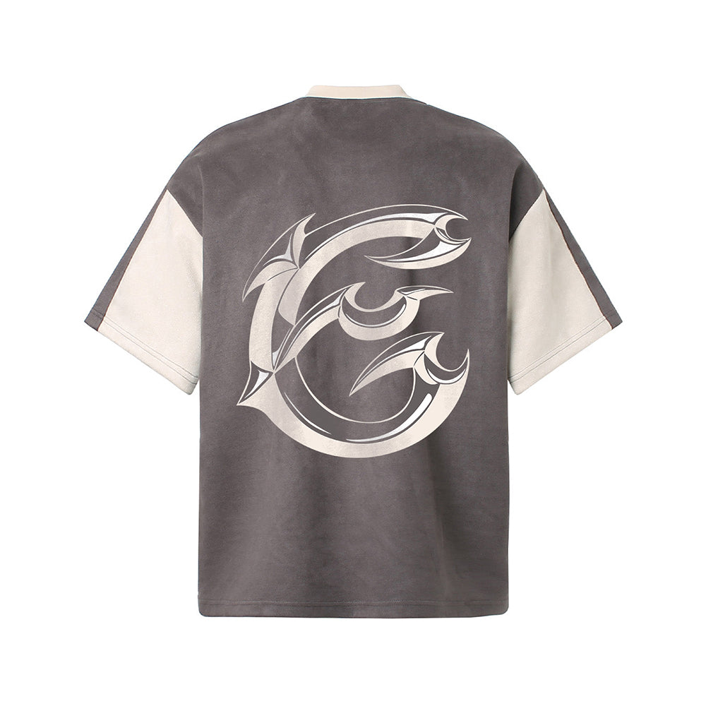 Evokyn Contrast Color Stitching Print Jersey T-Shirt