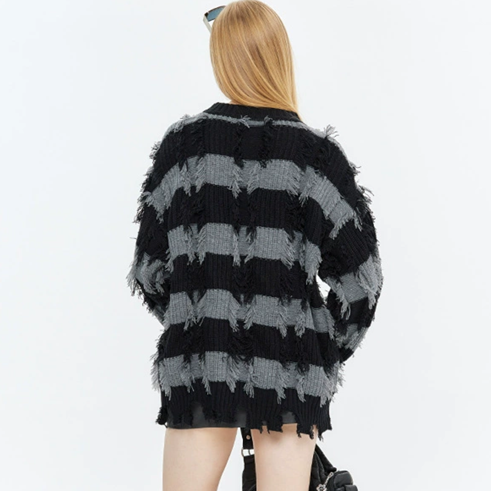 High Street Striped Fringed Sweater