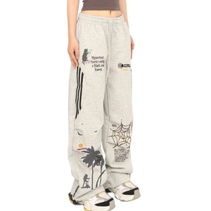 Coconut Tree Print Panel Sweatpants