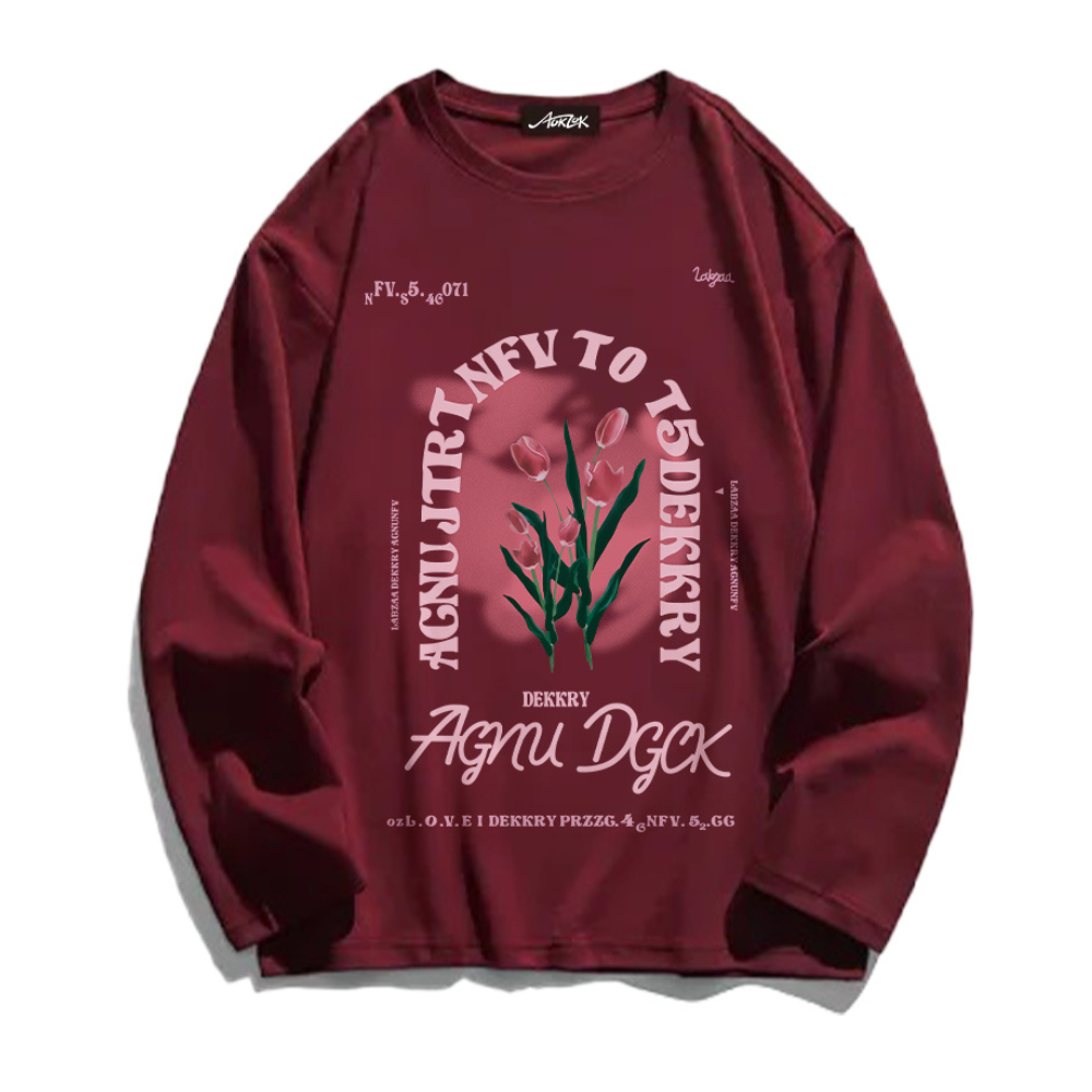 Romantic Tulip Print Long Sleeve Shirt