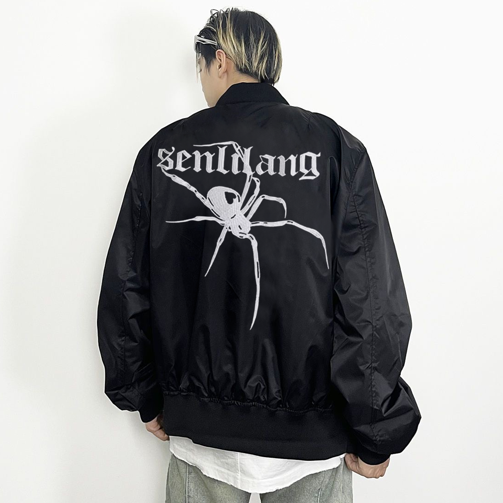Spider Embroidered Bomber Jacket