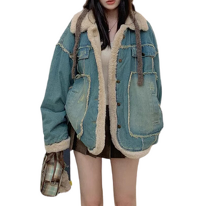 Women''s Winter Warm Stitched Denim Coat