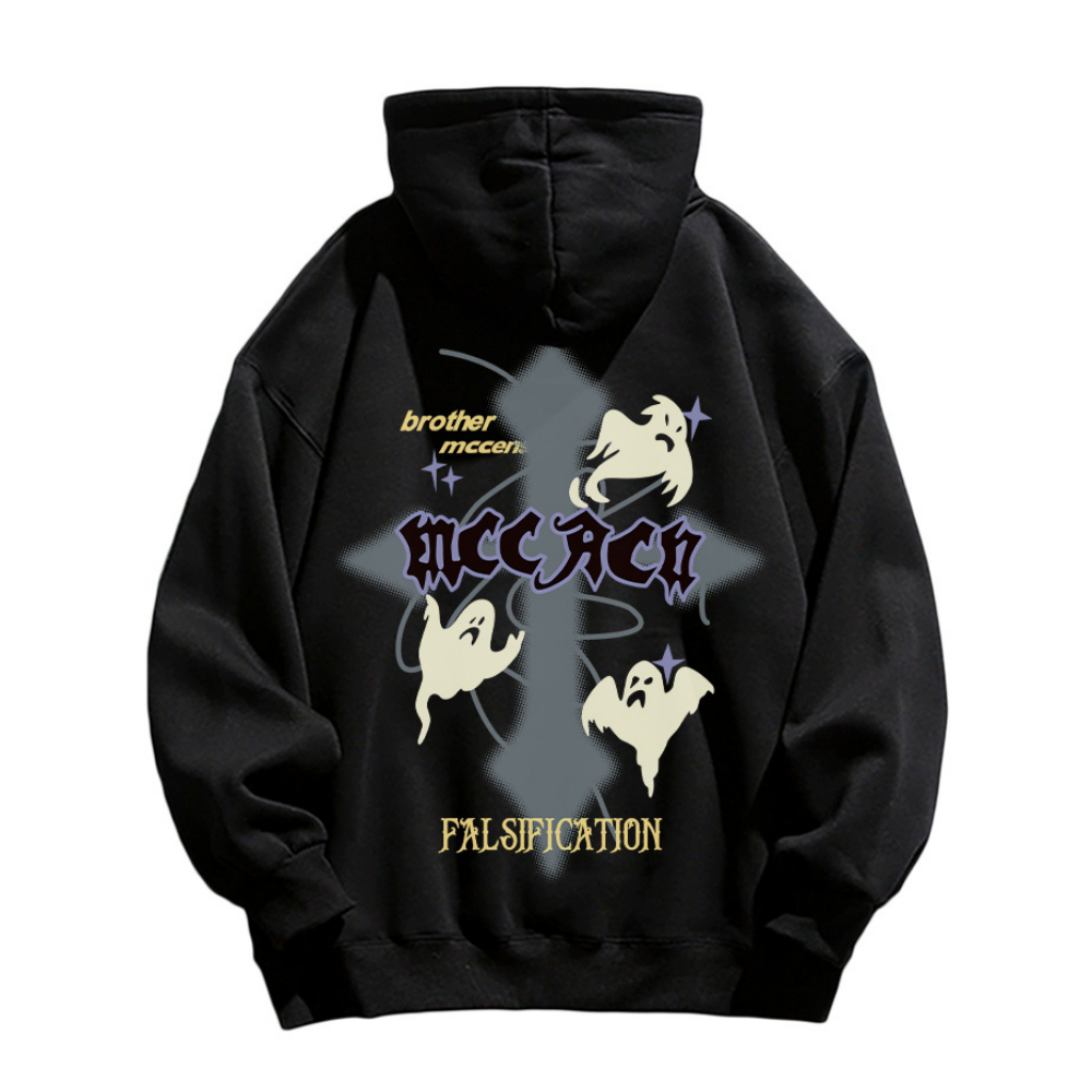American Dark Cross Ghost Print Hoodie
