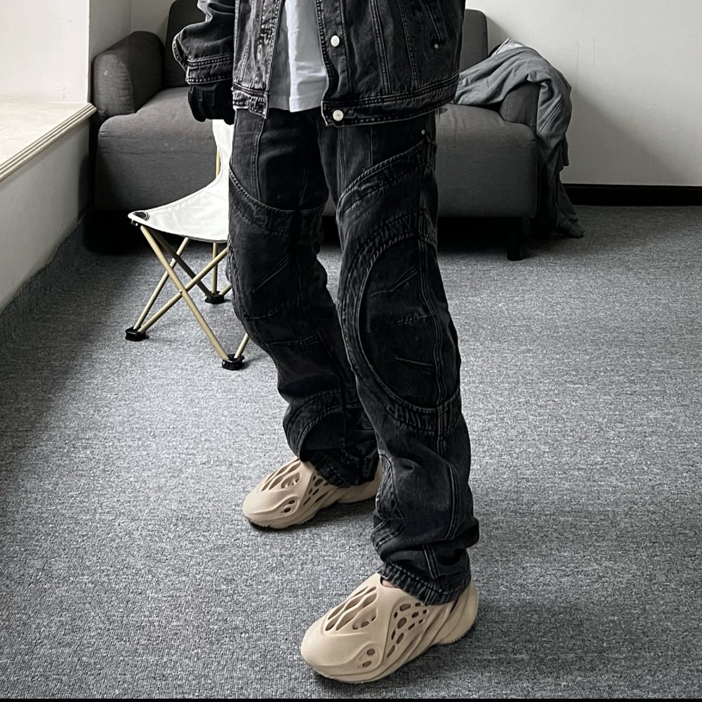 High Street Patchwork Washed Jeans