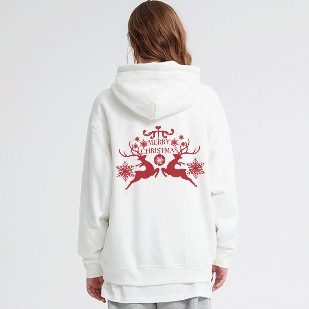 Casual Simple Drawing Of Snowflake Elk Hoodie