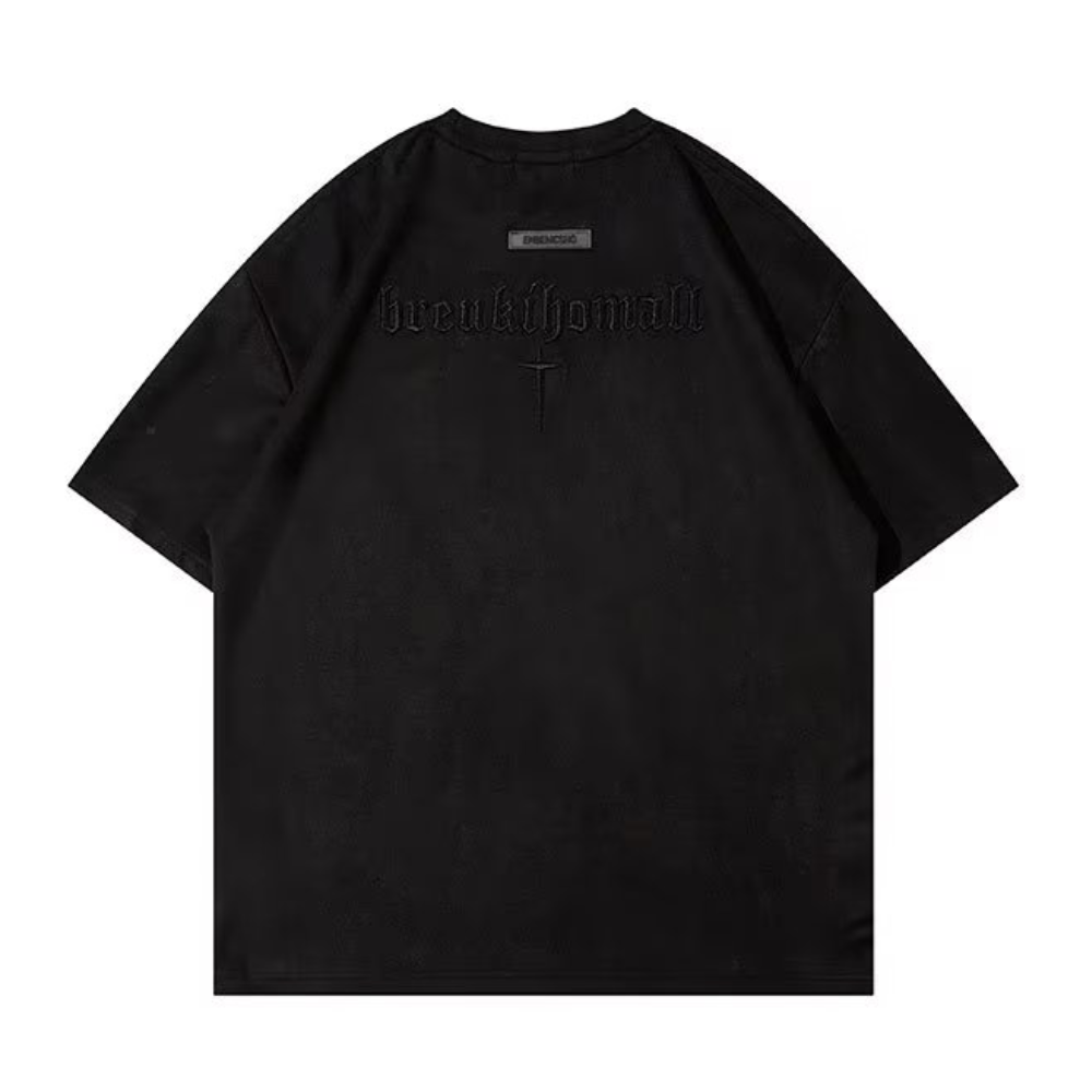 Hip Hop Letter Embroidery Suede T-shirt