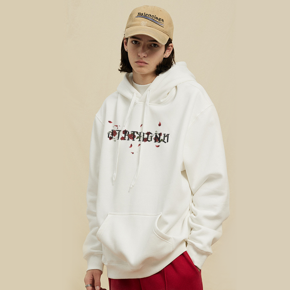 Rose Cross Print Hoodie