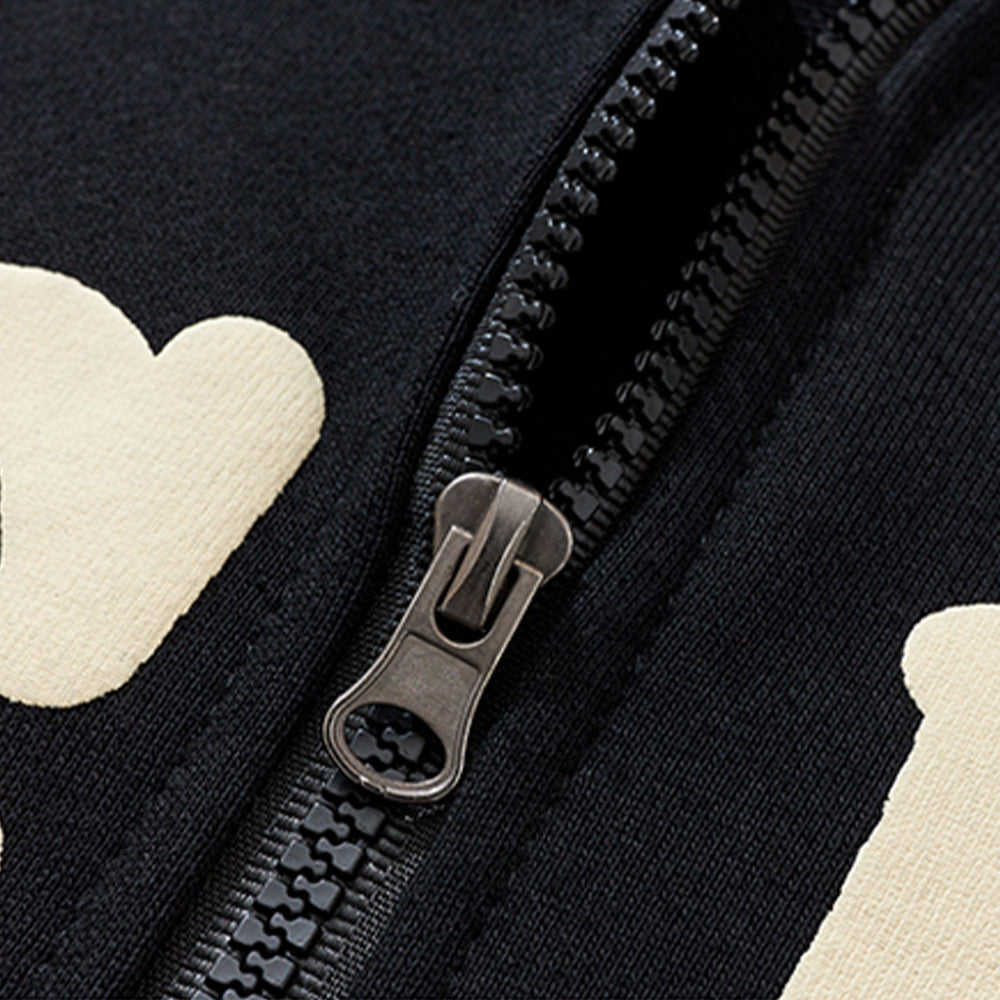 Star Foam Letter Zipper Hoodie