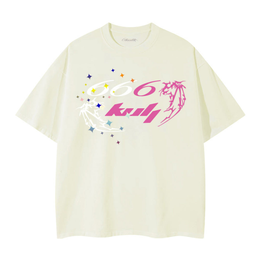 6Kull Hip Hop Color Contrast Wings T-shirt