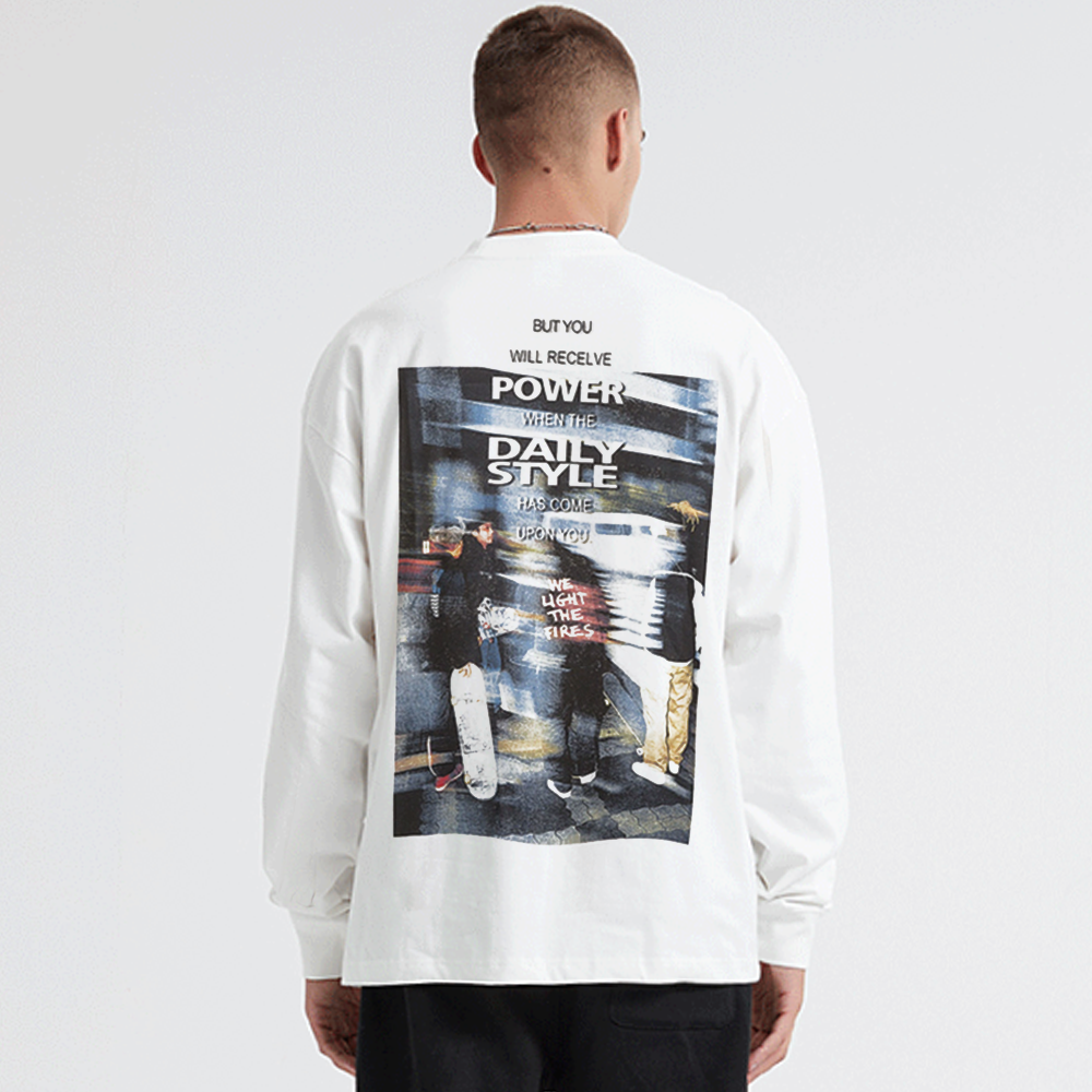 Street Skateboarding Boy Silhouette Long-Sleeve Shirt