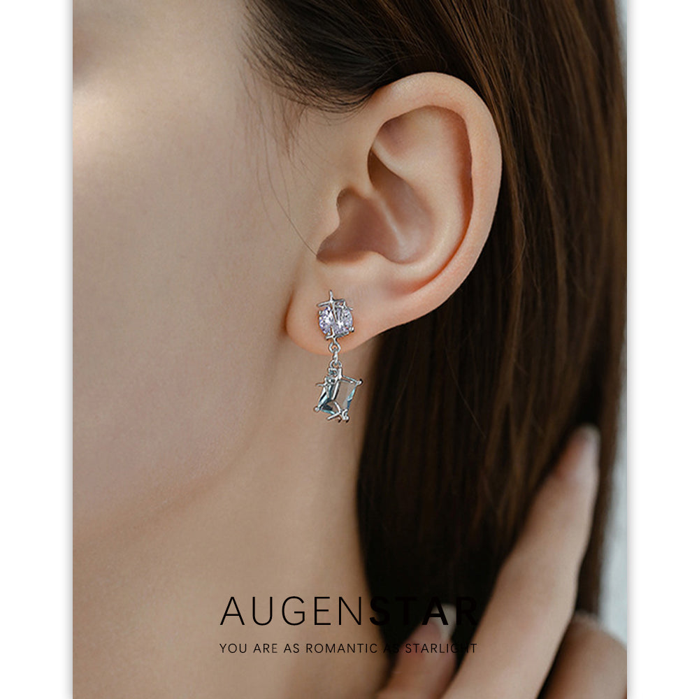 ASR | Colored Zirconia Four Pointed Star Earrings
