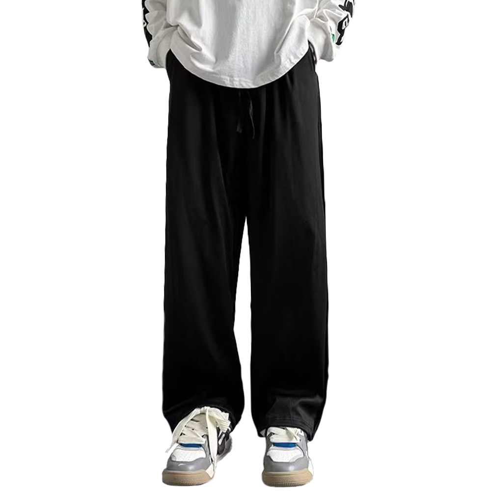High street Retro Solid Color Straight Sweatpants