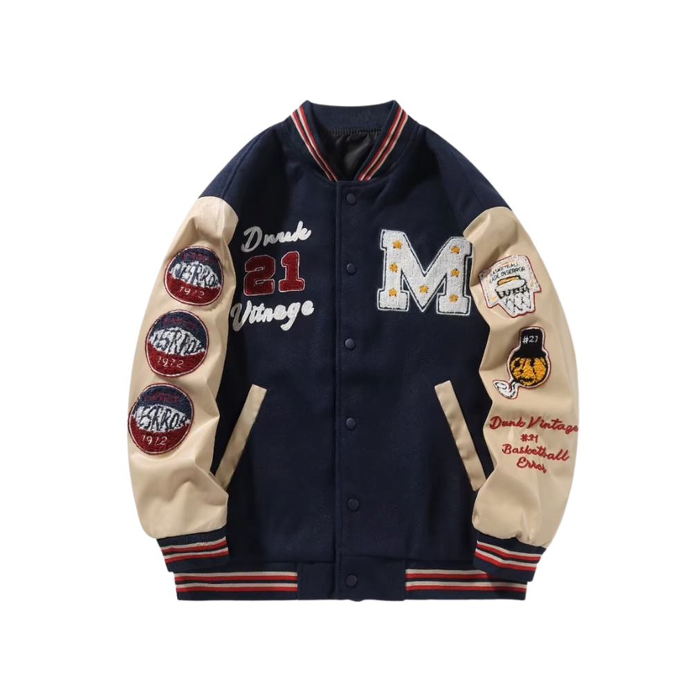 Vintage Contrast Stitch Varsity Jacket – AokLok (Kclot)