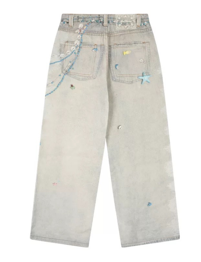 Vintage Pearls Shells Jeans