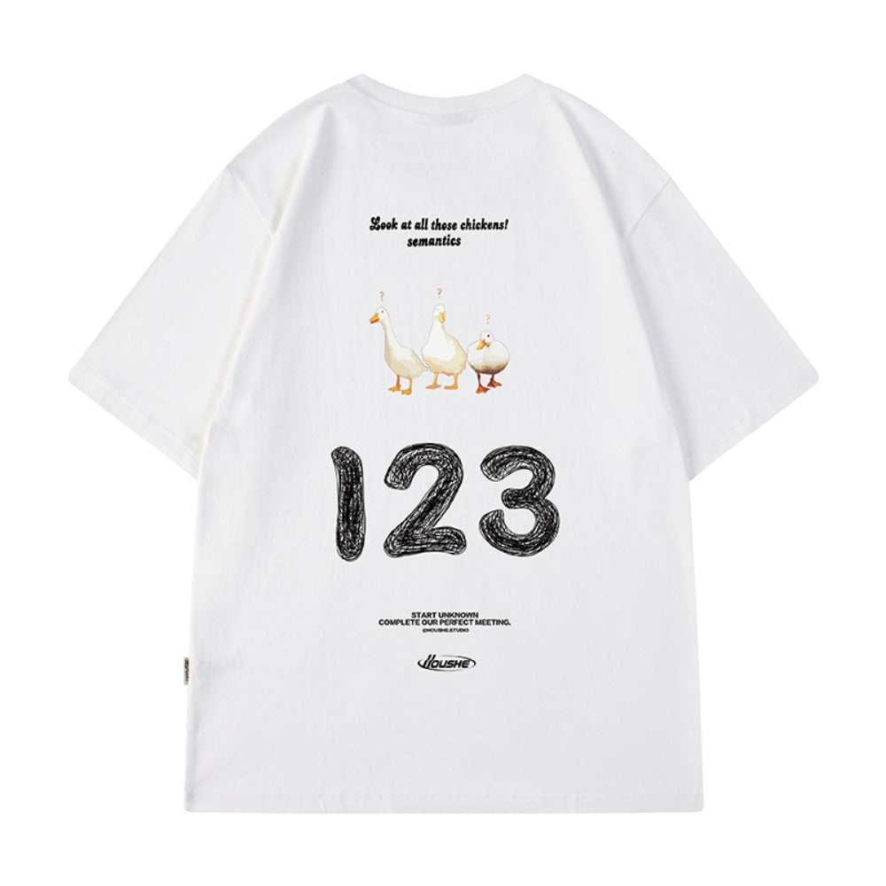 Street Philanthropist High Street Vintage Ins Short Sleeve Male Loose Trend Spoof Duck T-Shirt