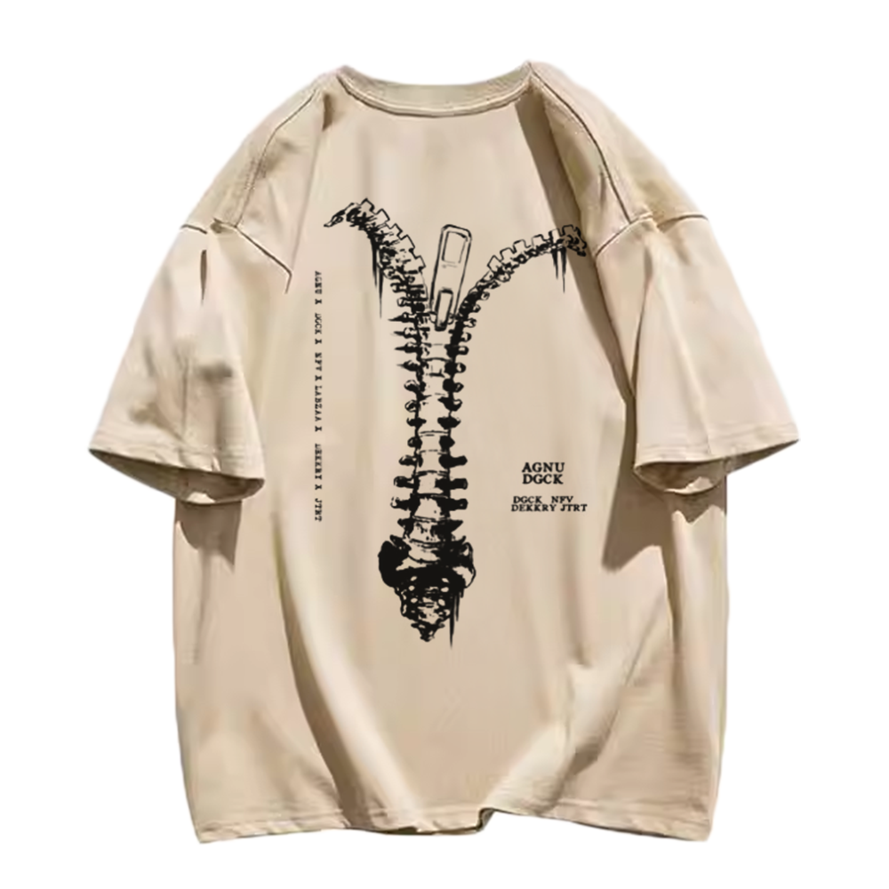 Skeleton Zipper Graphic T-Shirt