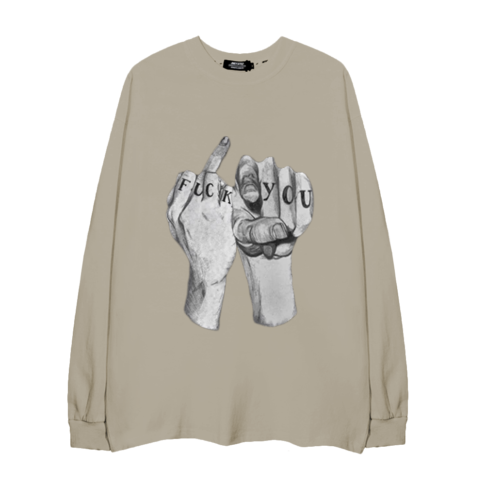 High Street Finger Letters Long Sleeve Shirt