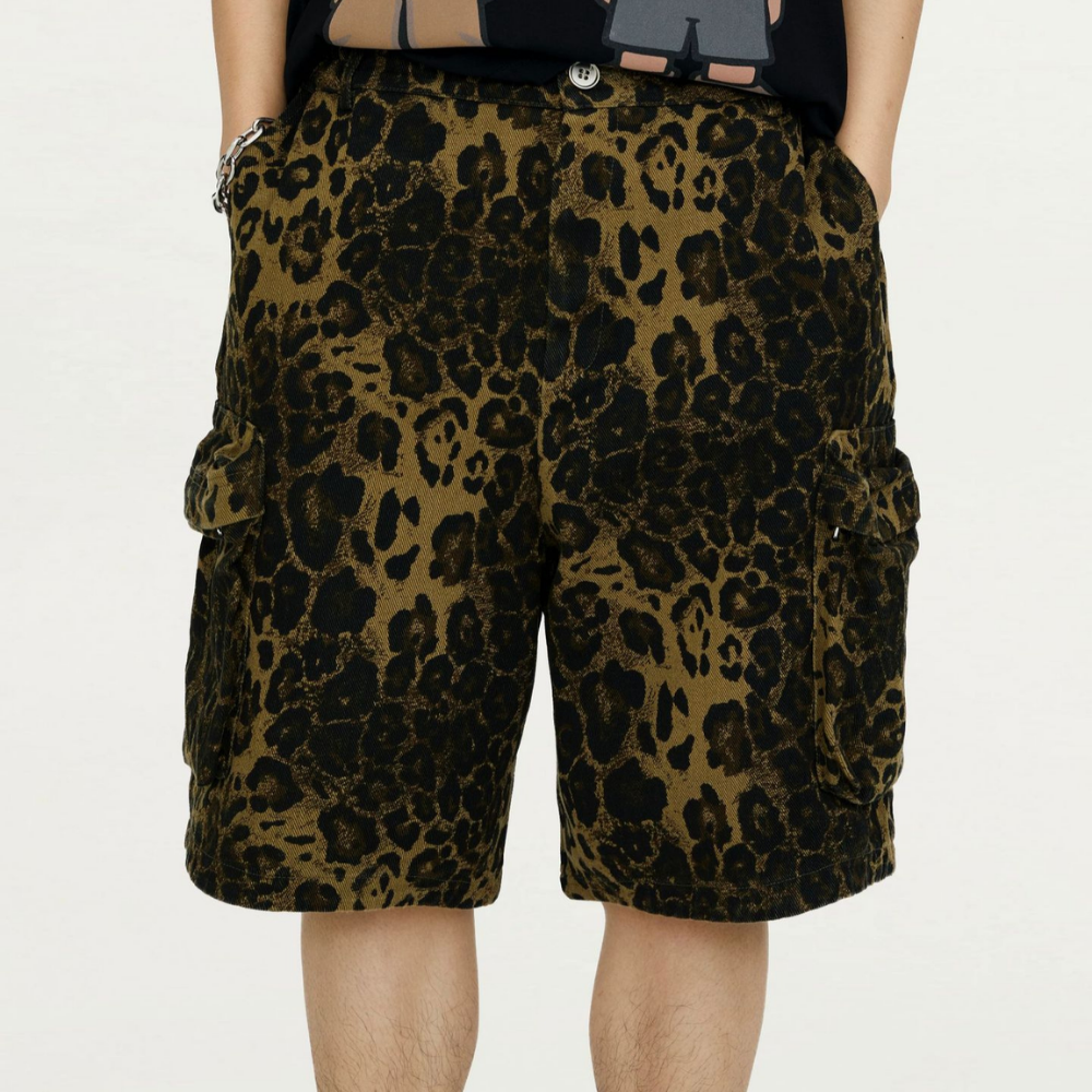Casual Leopard Cargo Shorts