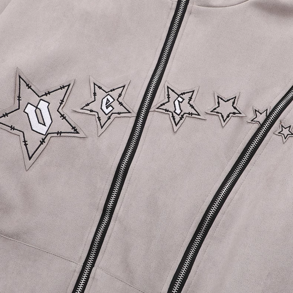 High Street Star Zip Design Hoodie