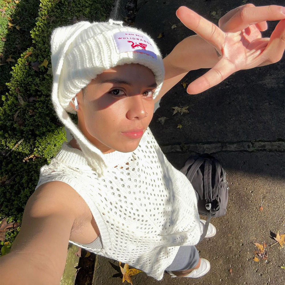 Street Solid Color Rabbit Knitted Hat