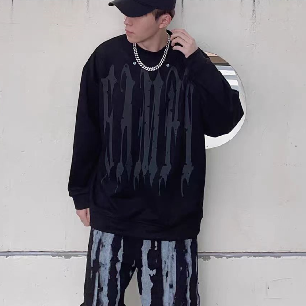 Hip Hop Suede Alphabet Sweatshirt