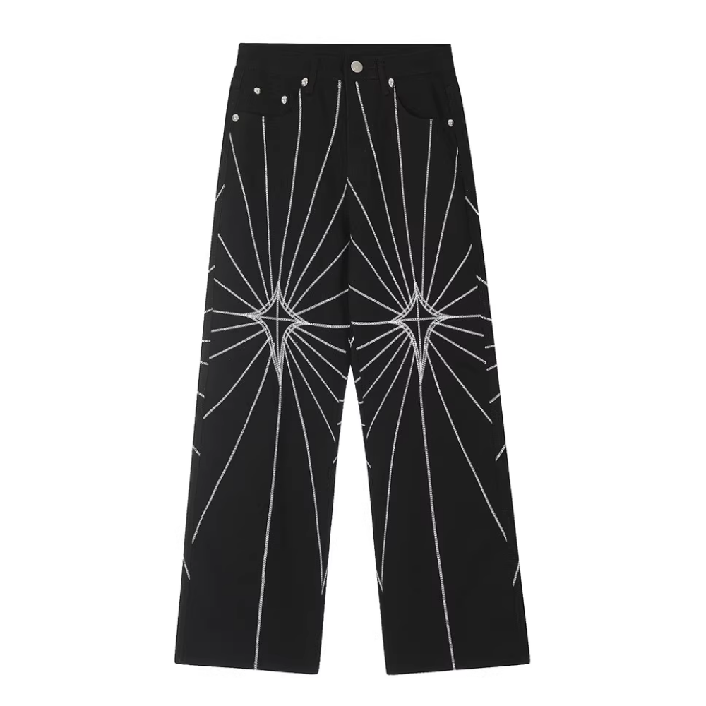 Spider Web Embroidered Jeans