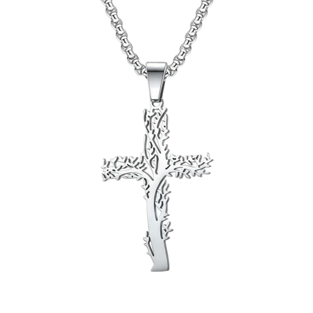 Retro Tree of Life Cross Necklace