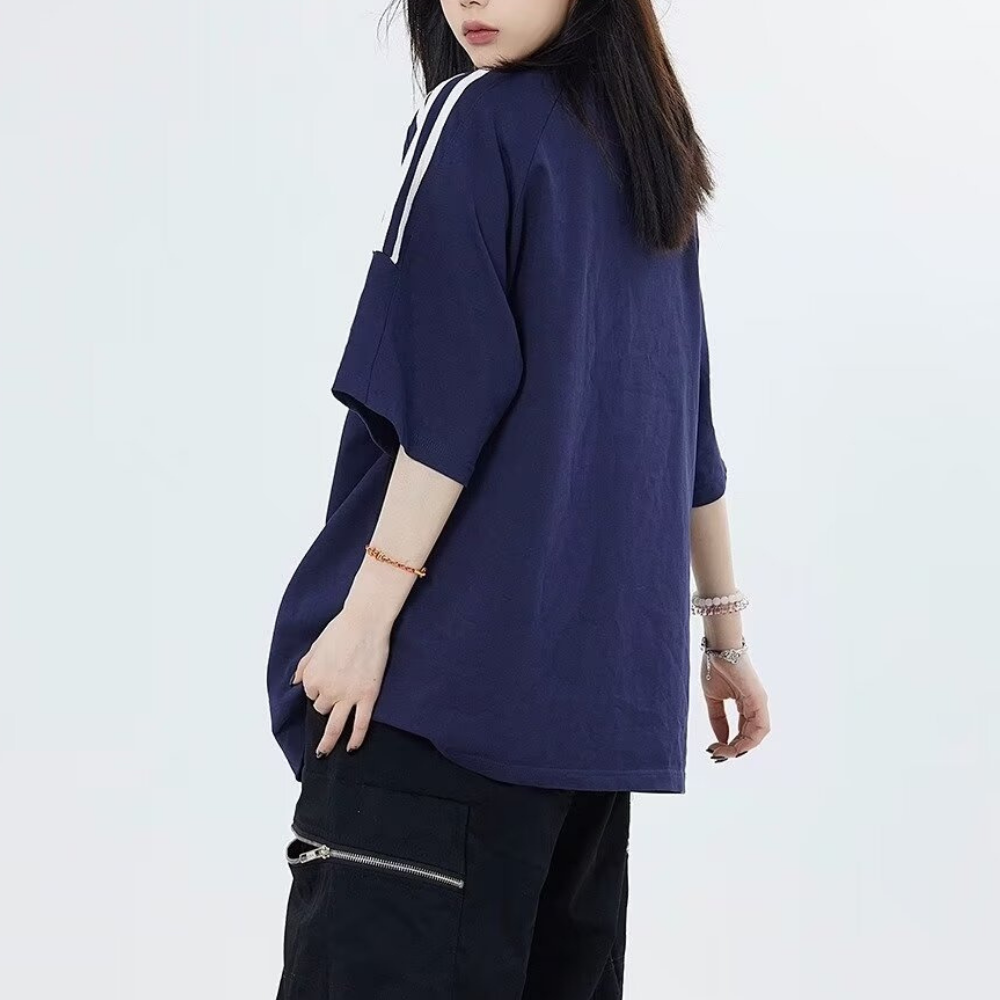 American Striped Embroidered Logo T-shirt