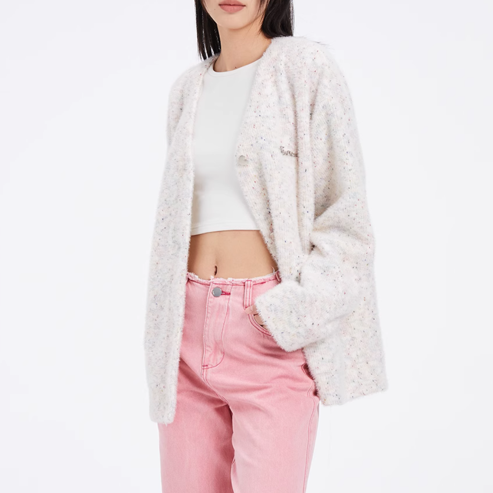 Women's Suede Ball Knit Cardigan